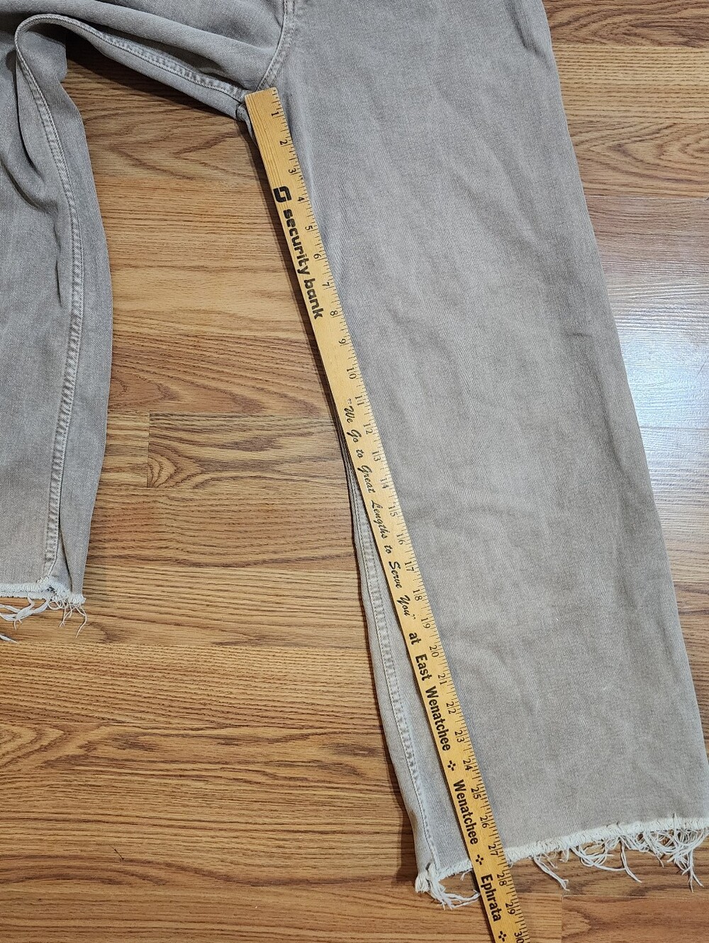 Zara High Rise Wide Leg Cropped Jeans Beige Frayed Hem Raw Edge Women's US 4 36 - Picture 10 of 12